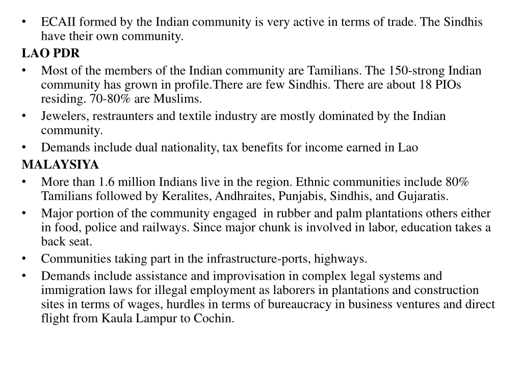 ecaii formed by the indian community is very