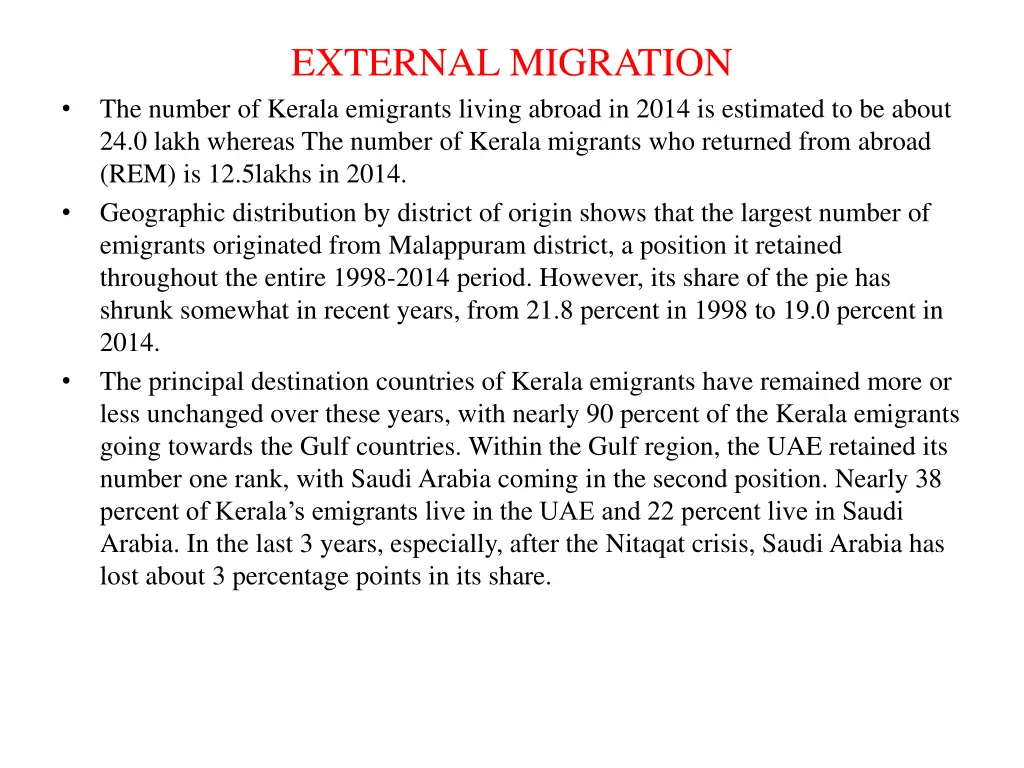 external migration the number of kerala emigrants