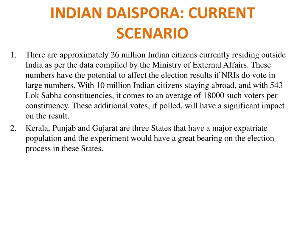 indian daispora current scenario