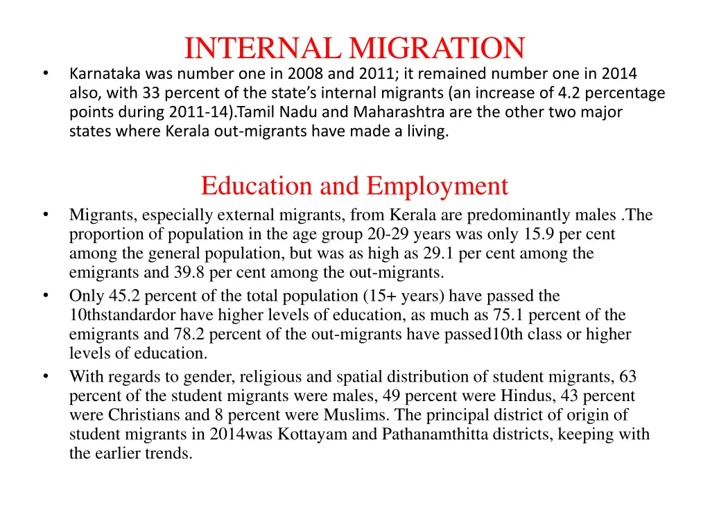 internal migration karnataka was number