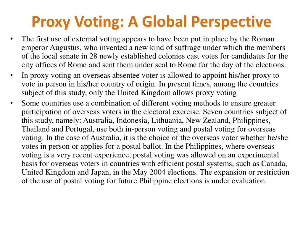 proxy voting a global perspective the first