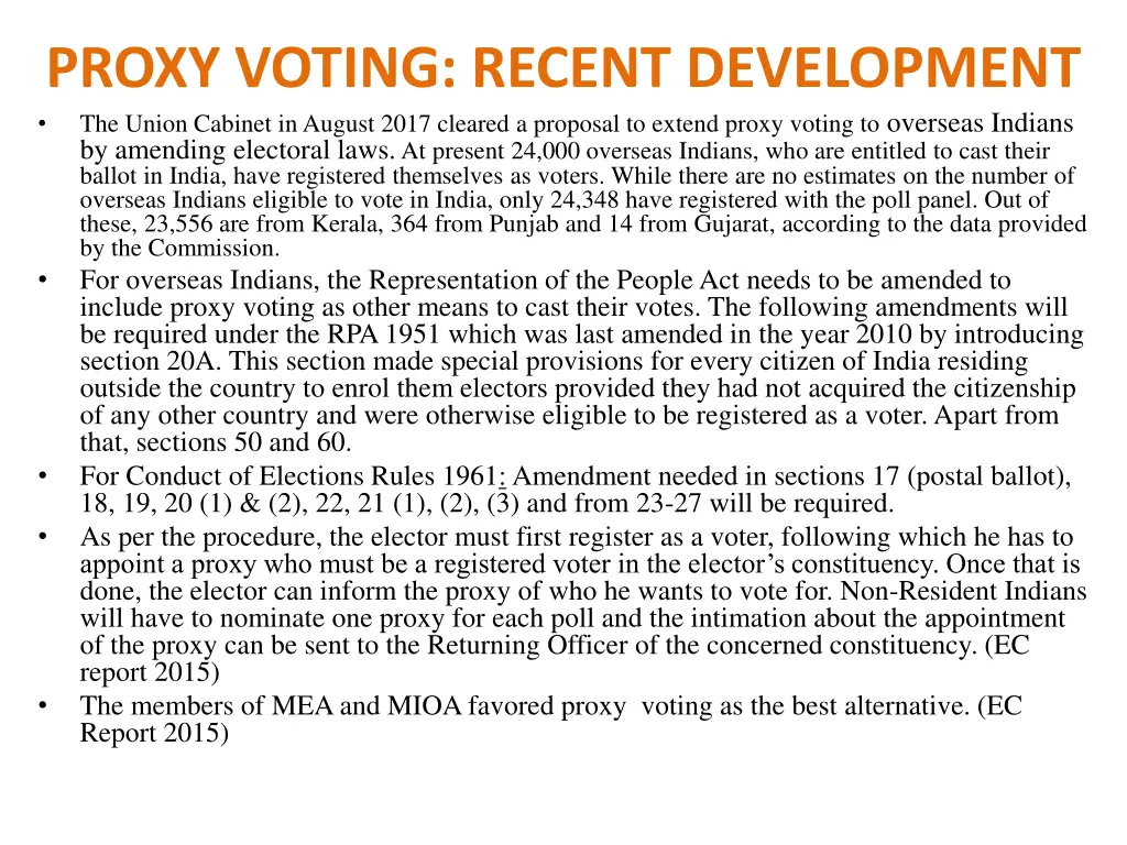 proxy voting recent development the union cabinet