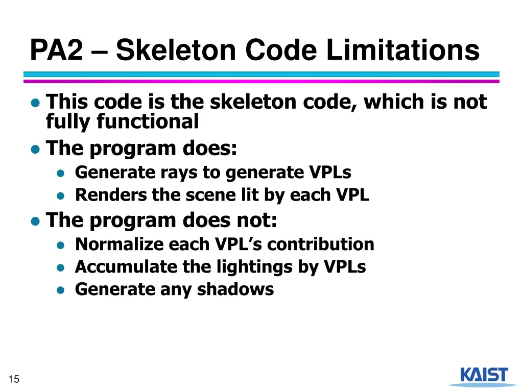 pa2 skeleton code limitations