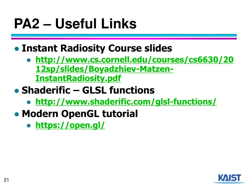 pa2 useful links