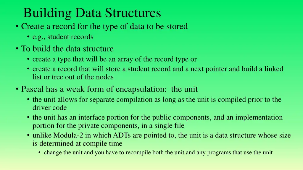 building data structures create a record