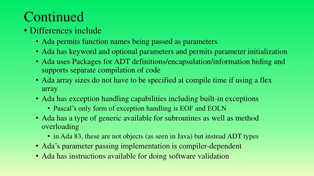 continued differences include ada permits