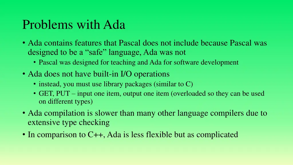 problems with ada