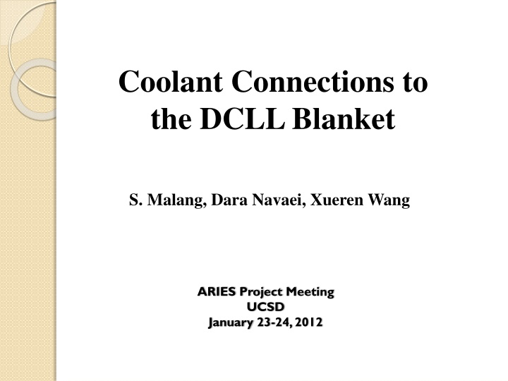 coolant connections to the dcll blanket