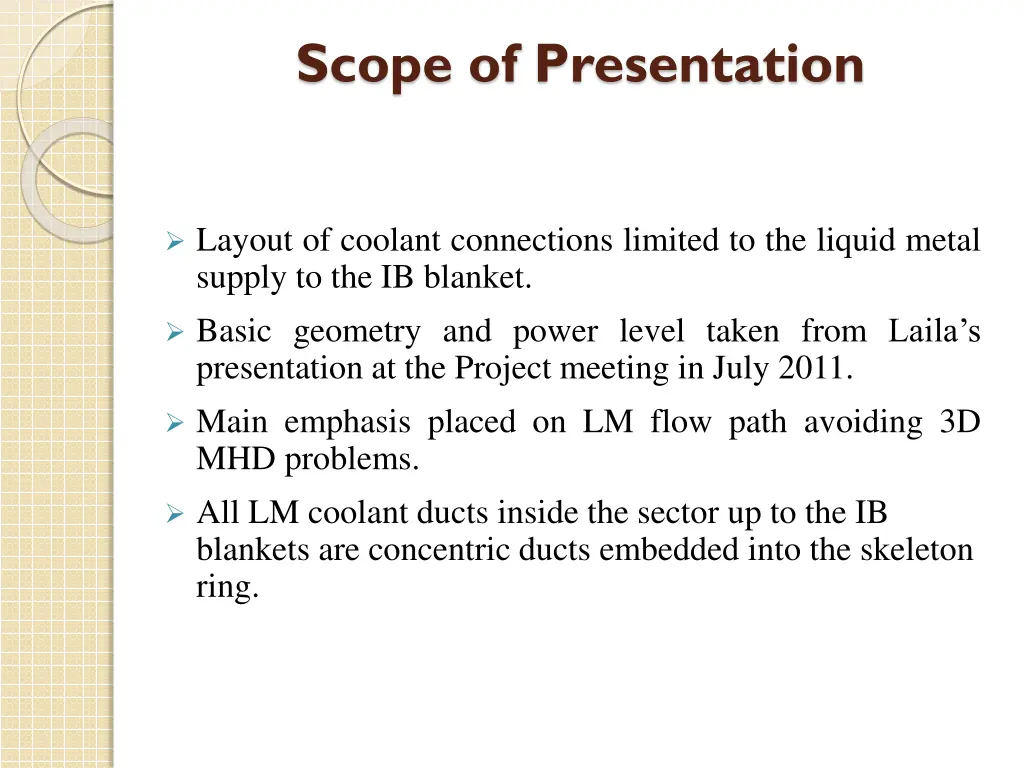 scope of presentation