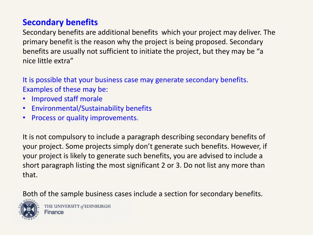 secondary benefits secondary benefits