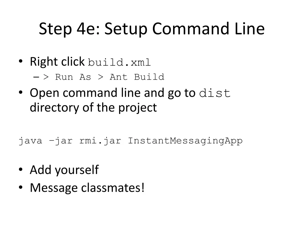 step 4e setup command line