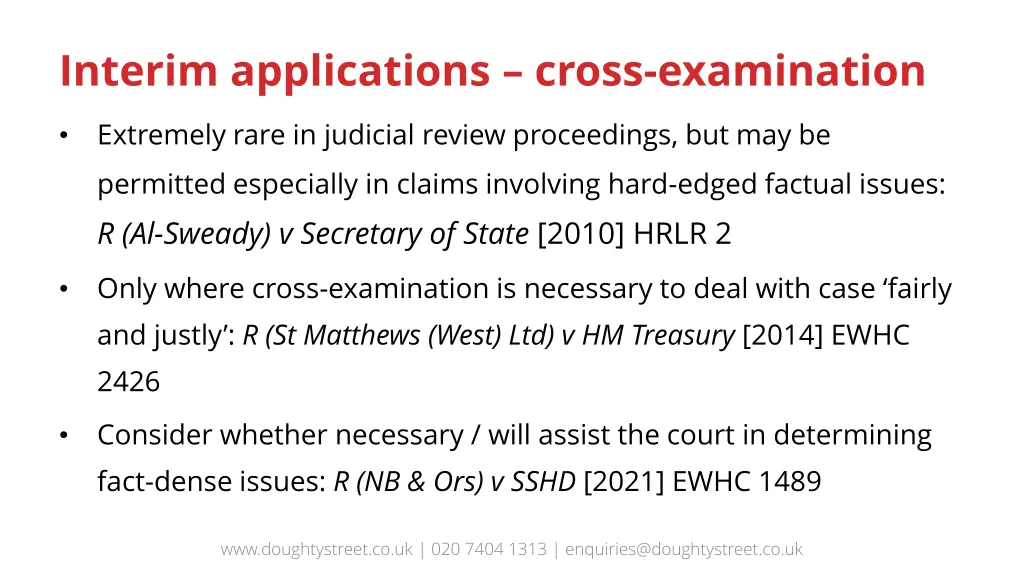 interim applications cross examination