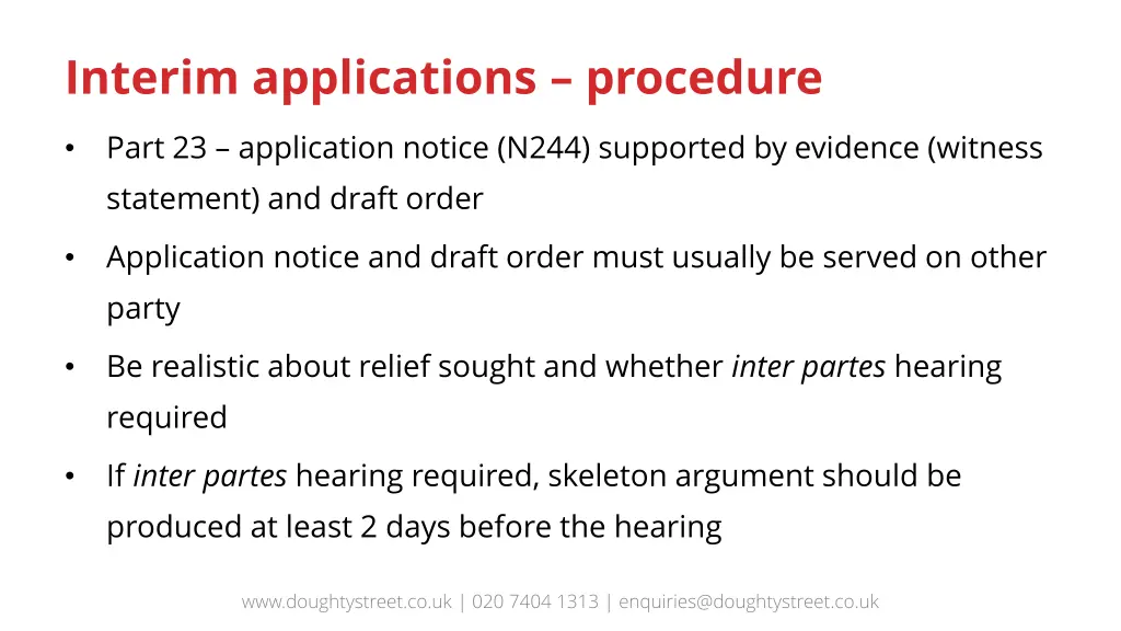 interim applications procedure