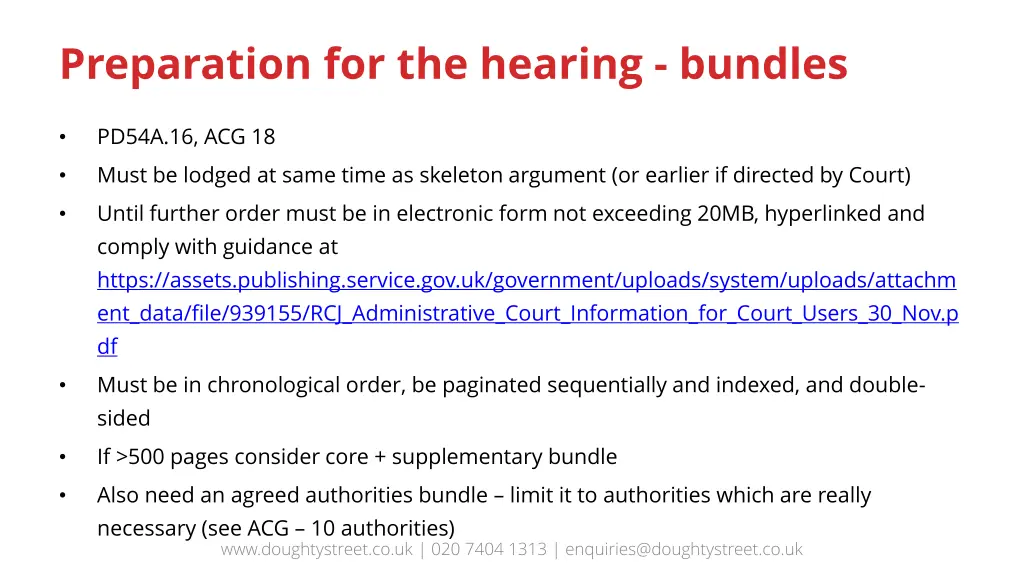 preparation for the hearing bundles