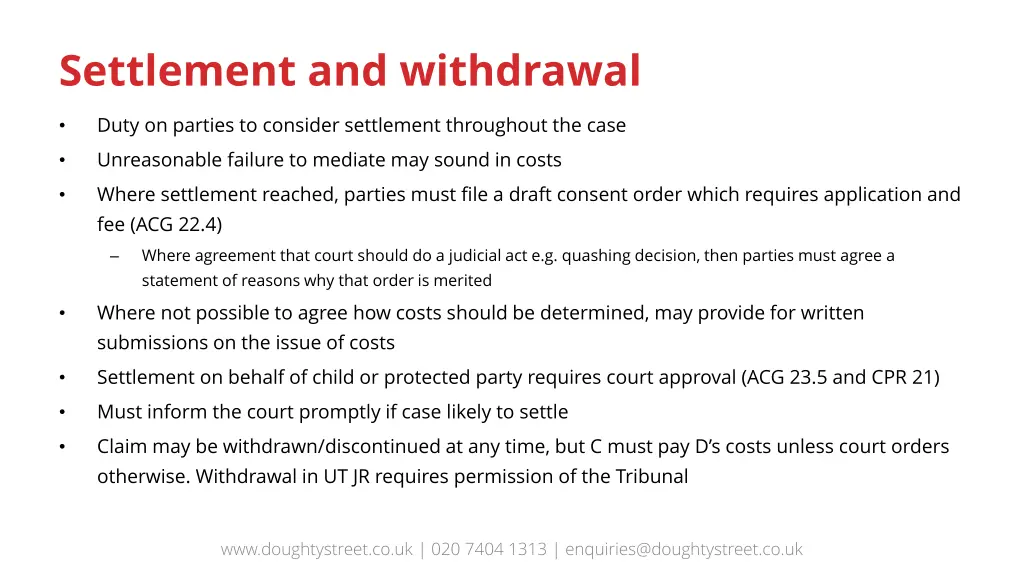 settlement and withdrawal