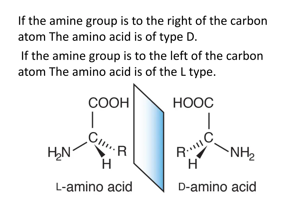 if the amine group is to the right of the carbon