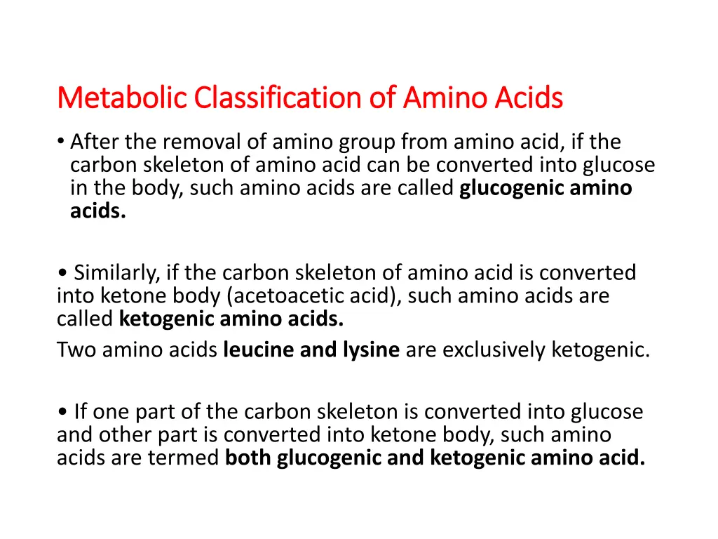 metabolic classification of amino acids metabolic