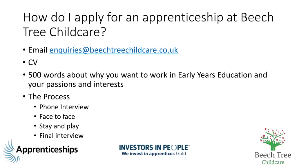 how do i apply for an apprenticeship at beech