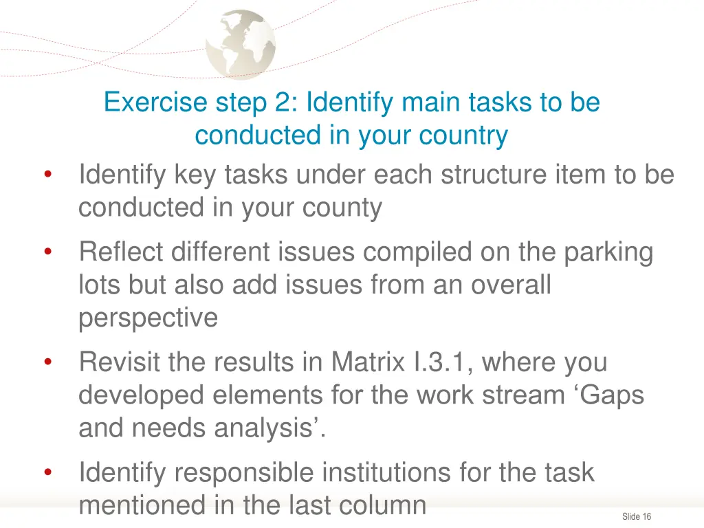 exercise step 2 identify main tasks