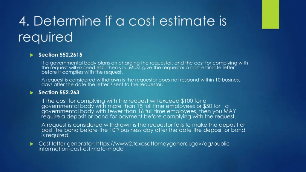 4 determine if a cost estimate is required