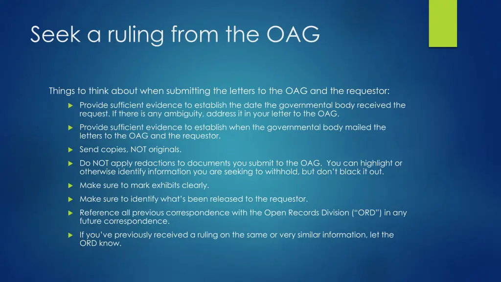 seek a ruling from the oag 1