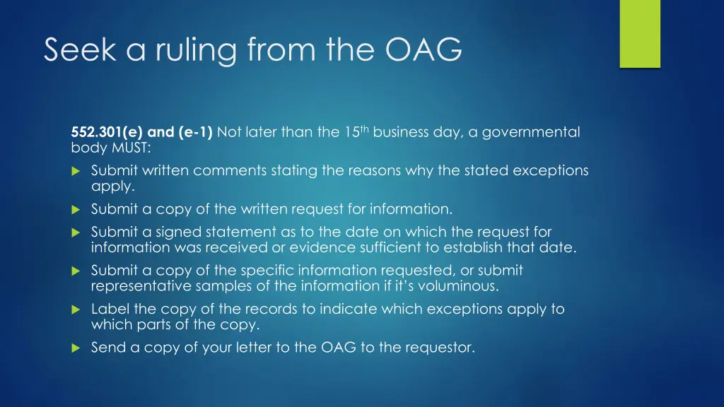 seek a ruling from the oag