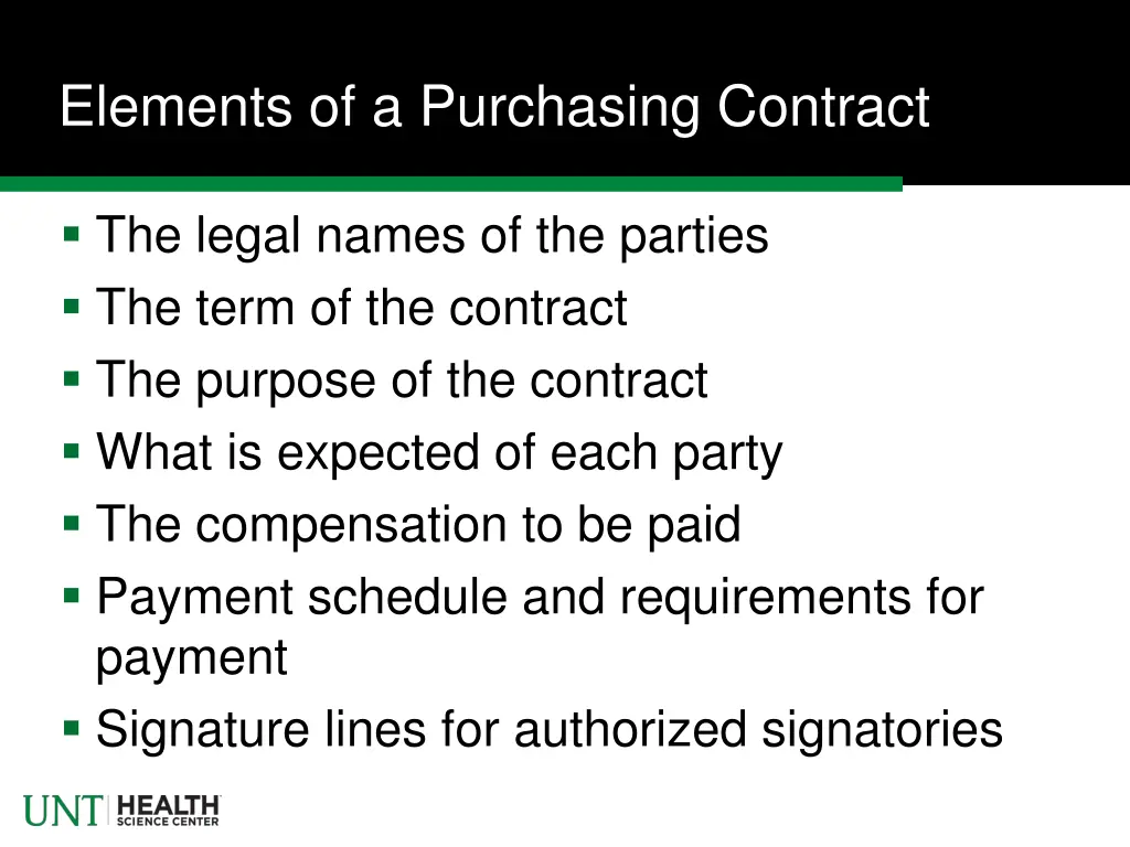 elements of a purchasing contract