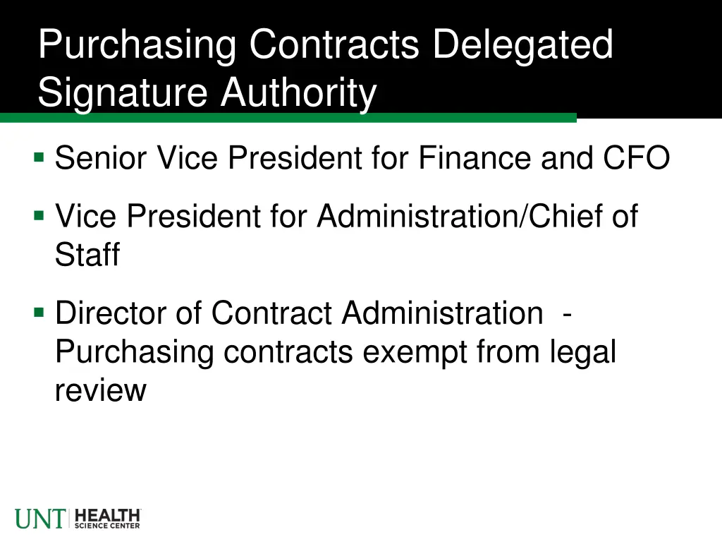 purchasing contracts delegated signature authority