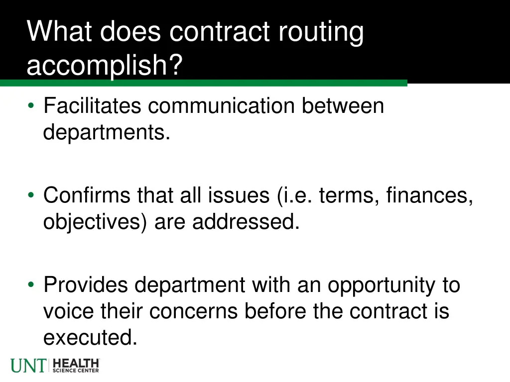 what does contract routing accomplish