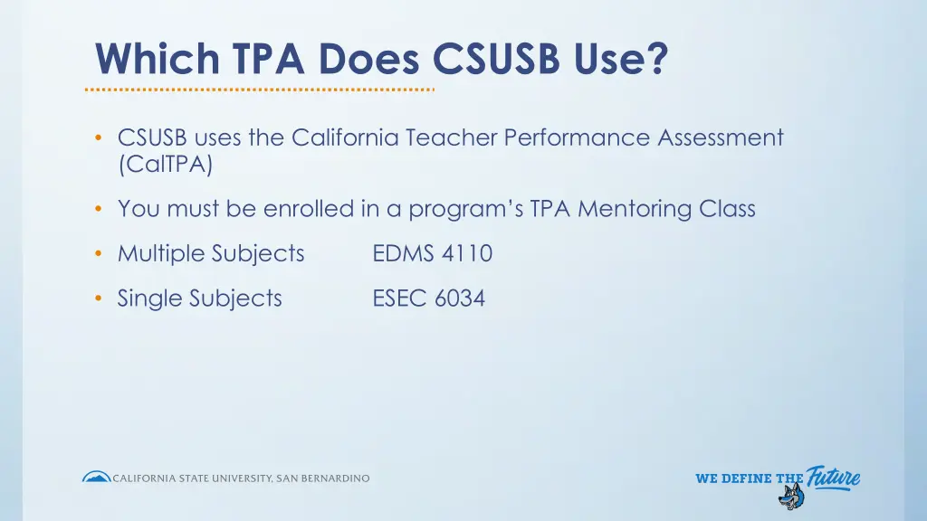 which tpa does csusb use