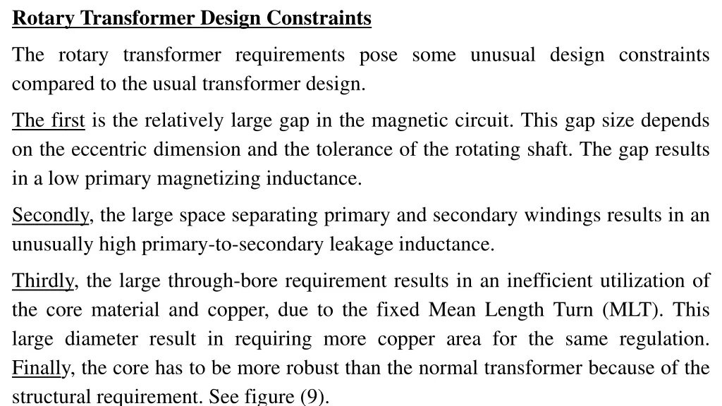 rotary transformer design constraints