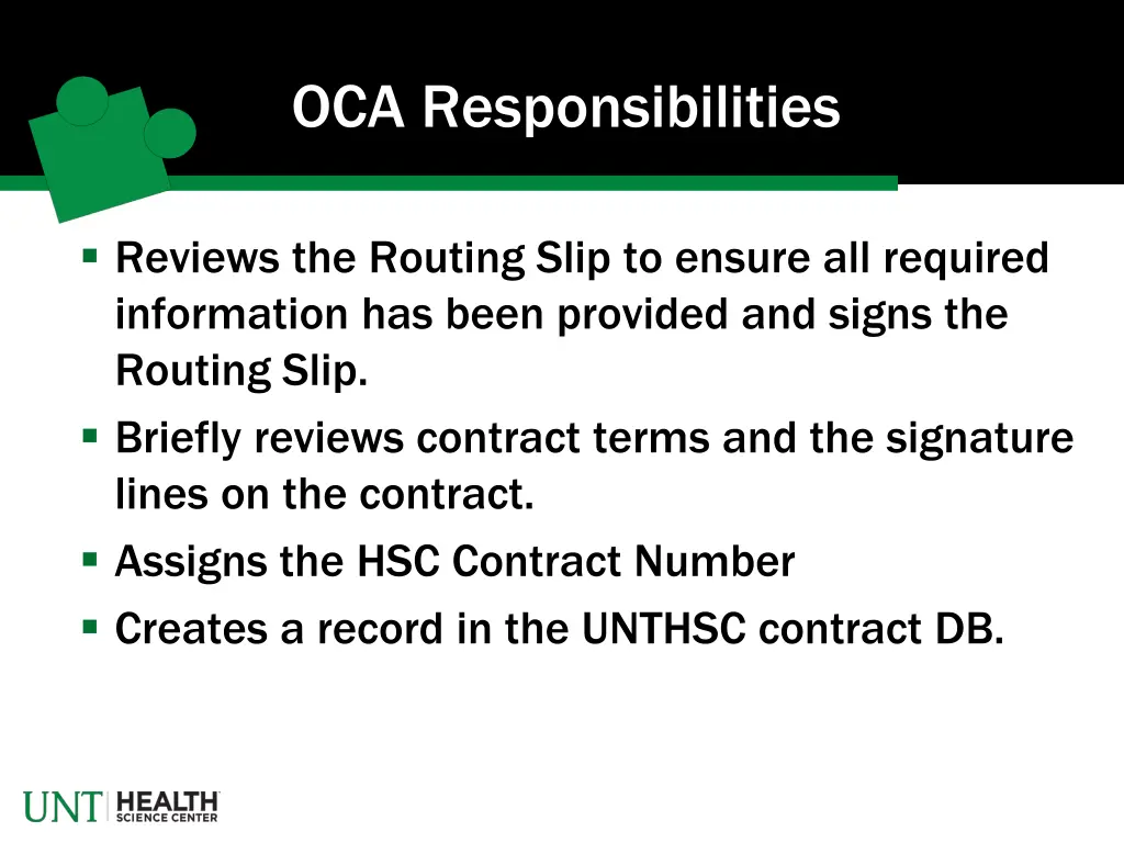 oca responsibilities