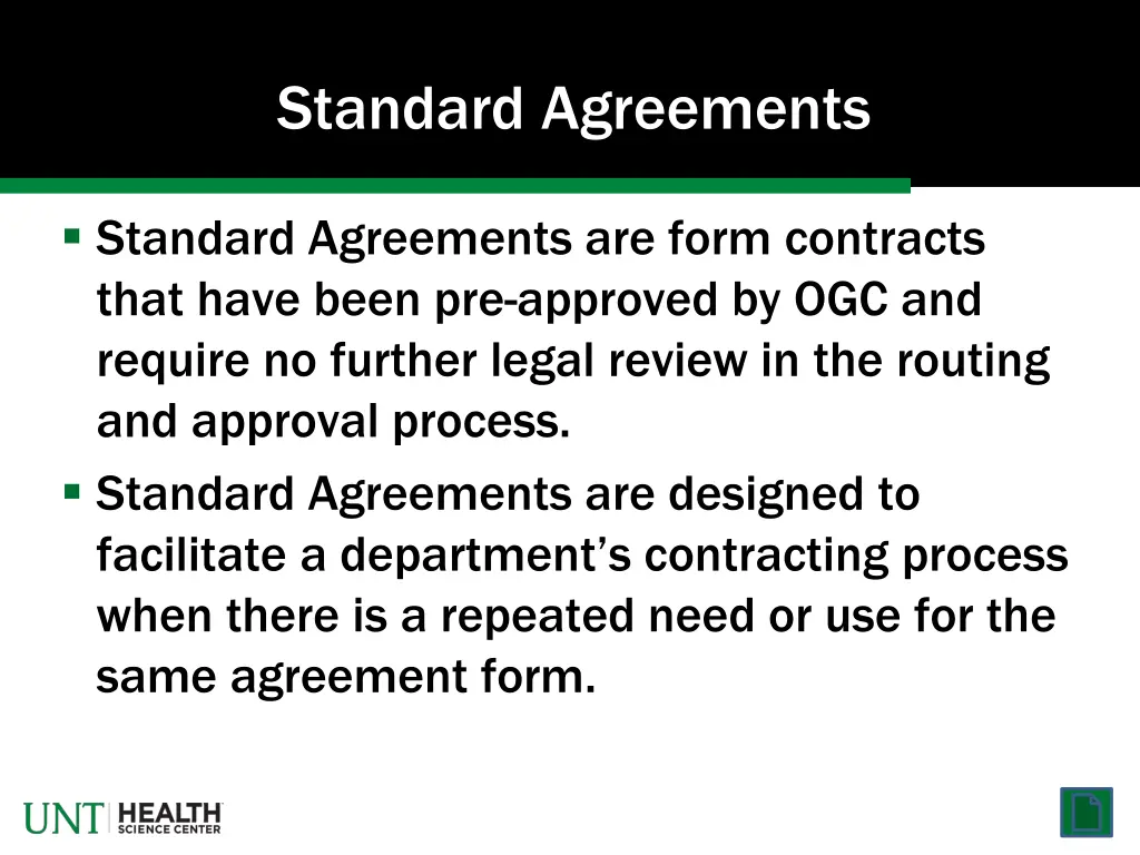 standard agreements