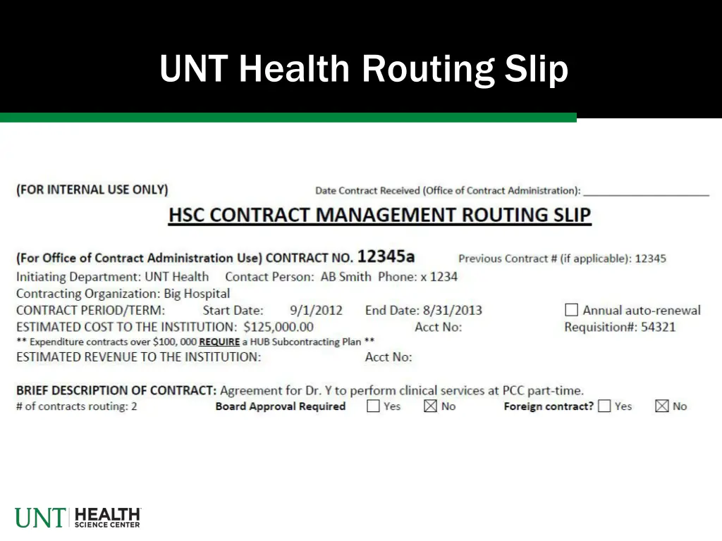 unt health routing slip 1