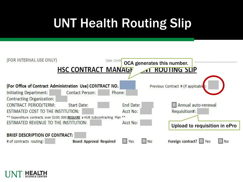 unt health routing slip