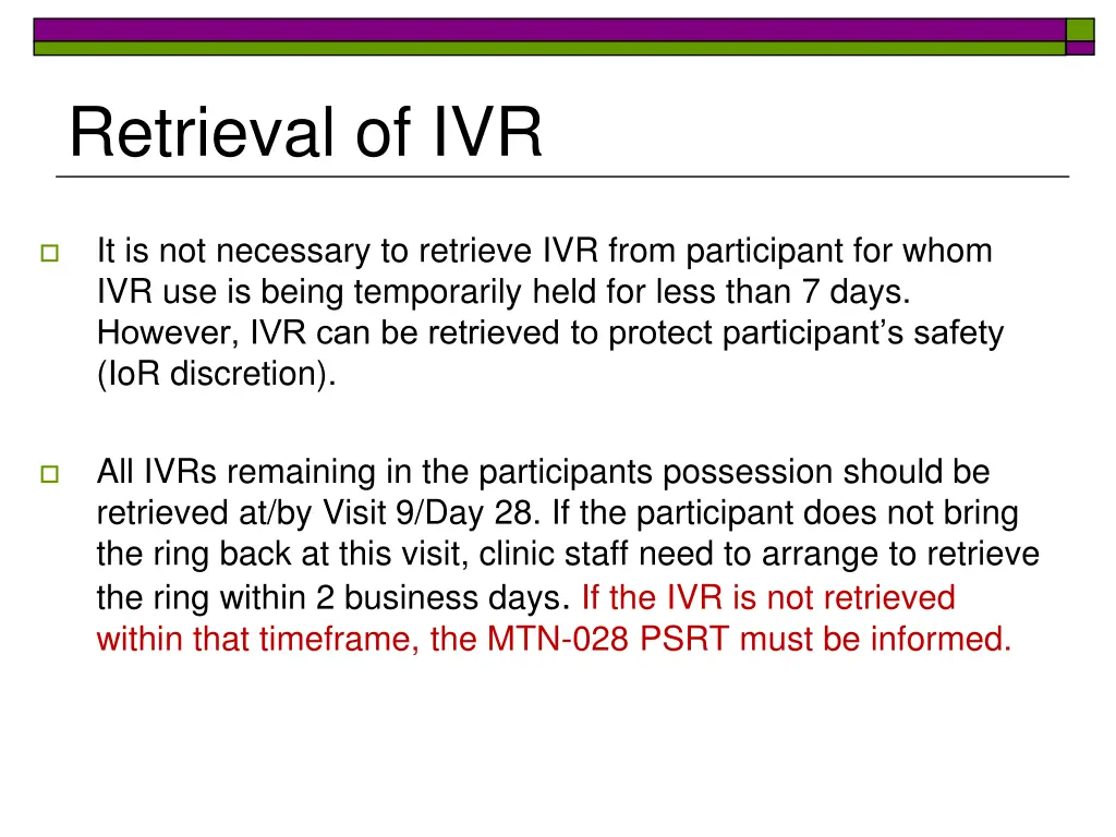 retrieval of ivr 2