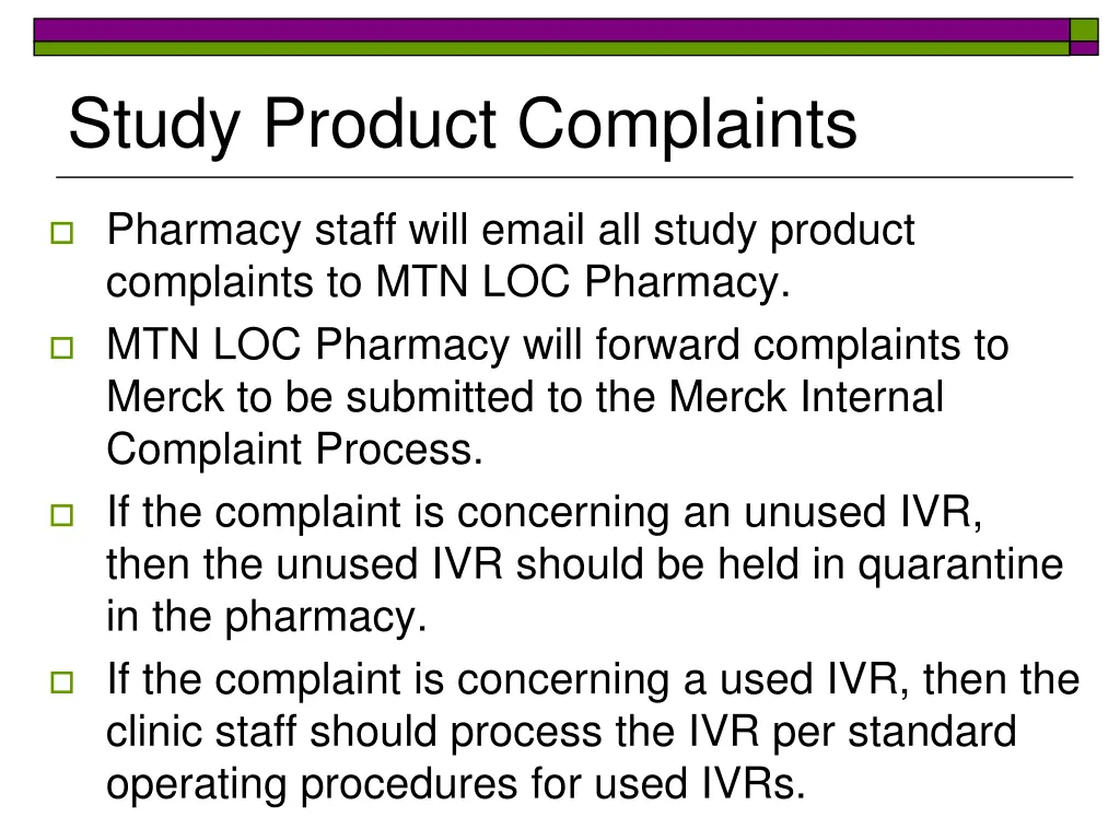 study product complaints 1