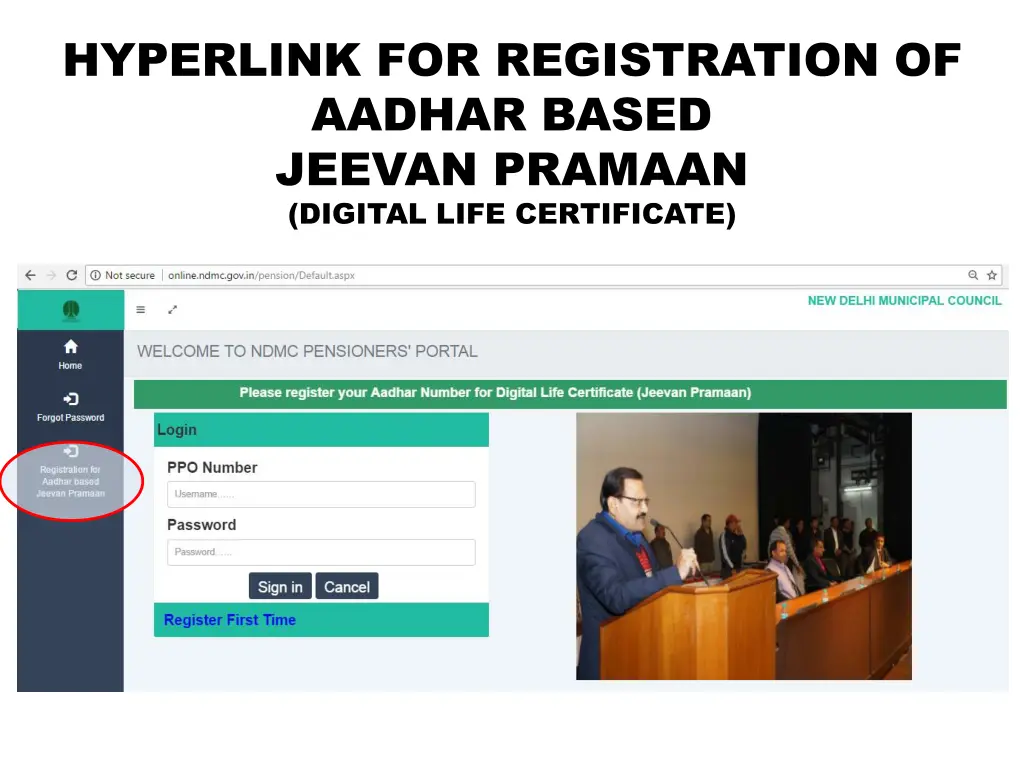 hyperlink for registration of aadhar based jeevan