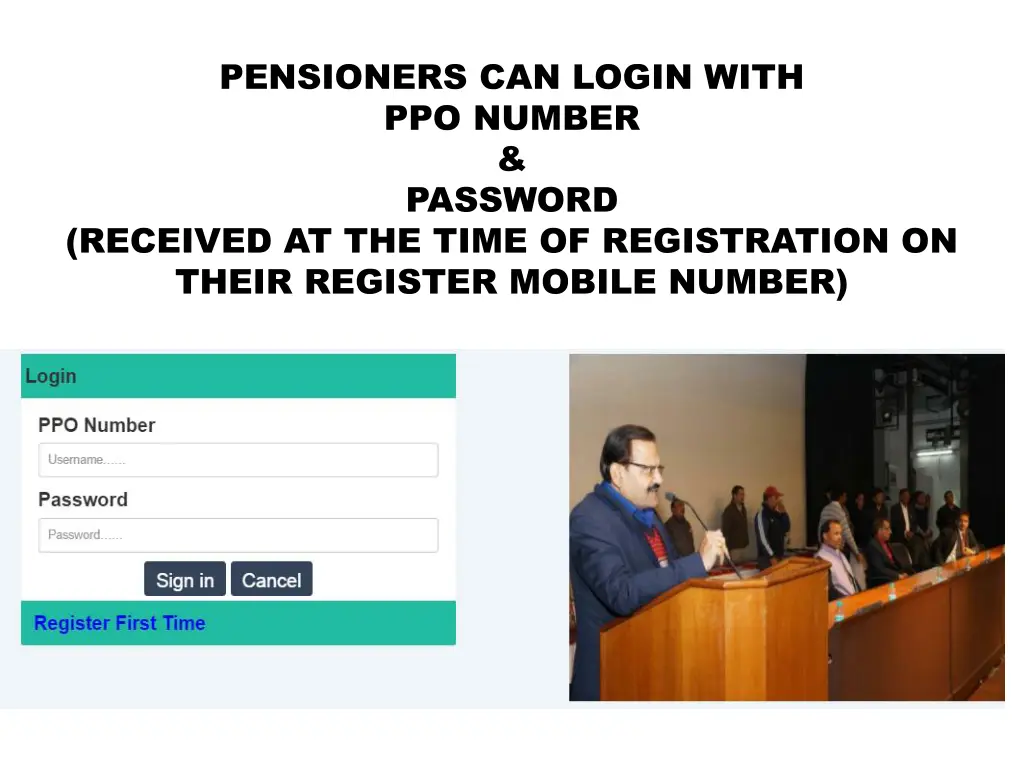 pensioners can login with ppo number password