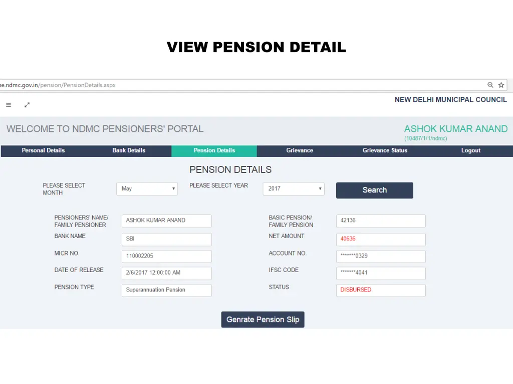 view pension detail