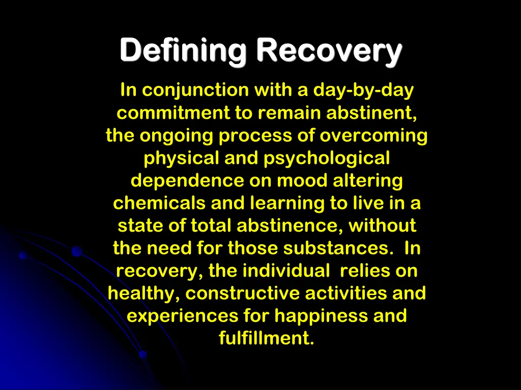 defining recovery