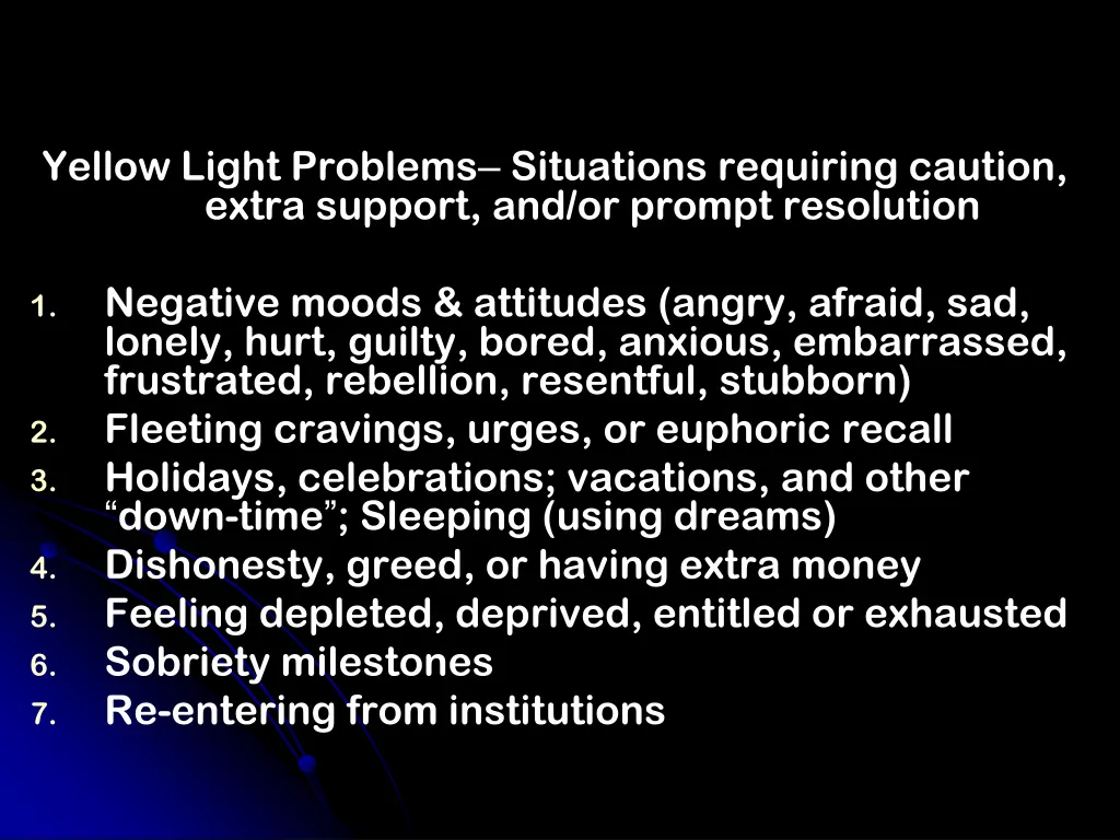 yellow light problems situations requiring