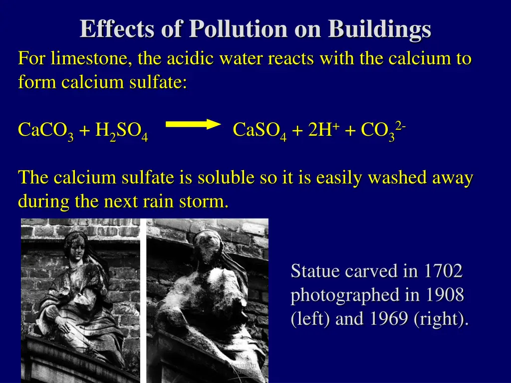 effects of pollution on buildings for limestone