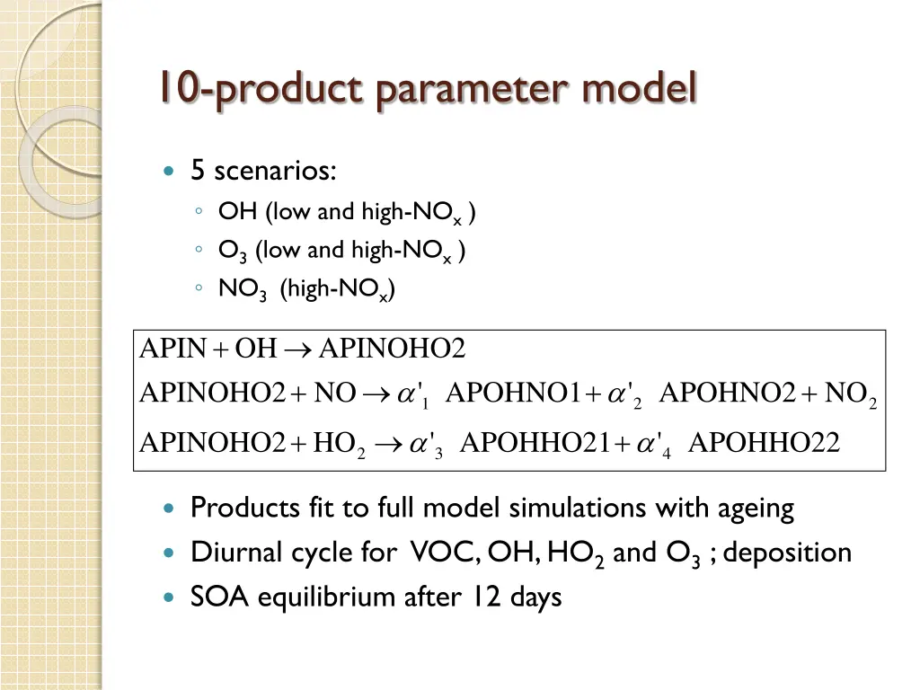 10 product parameter model