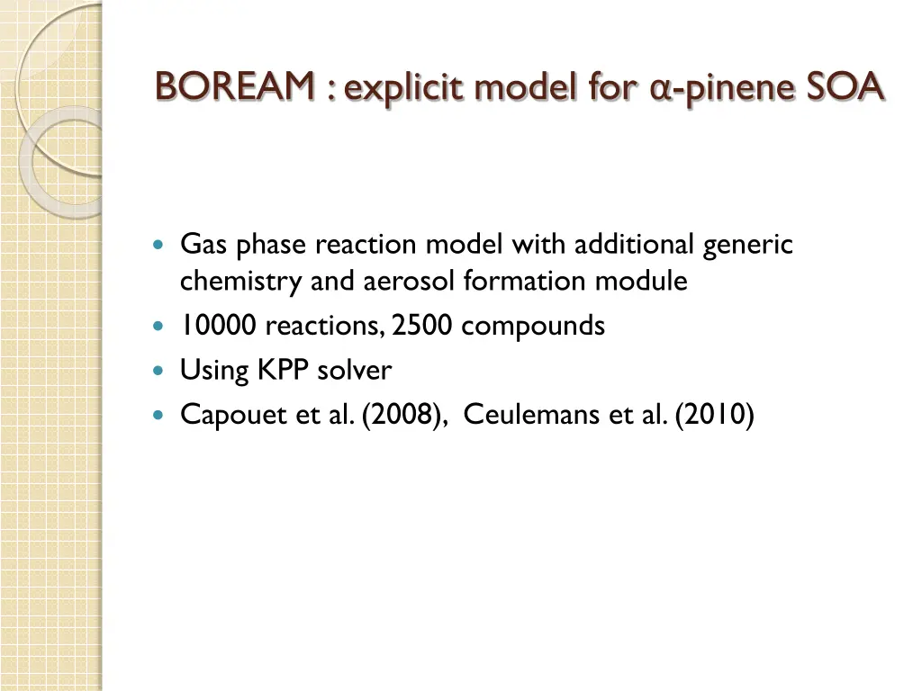 boream explicit model for pinene soa