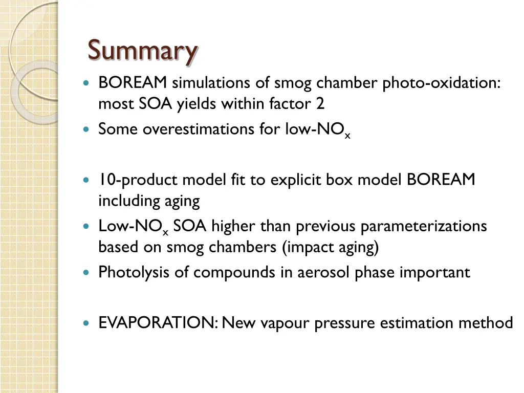 summary boream simulations of smog chamber photo