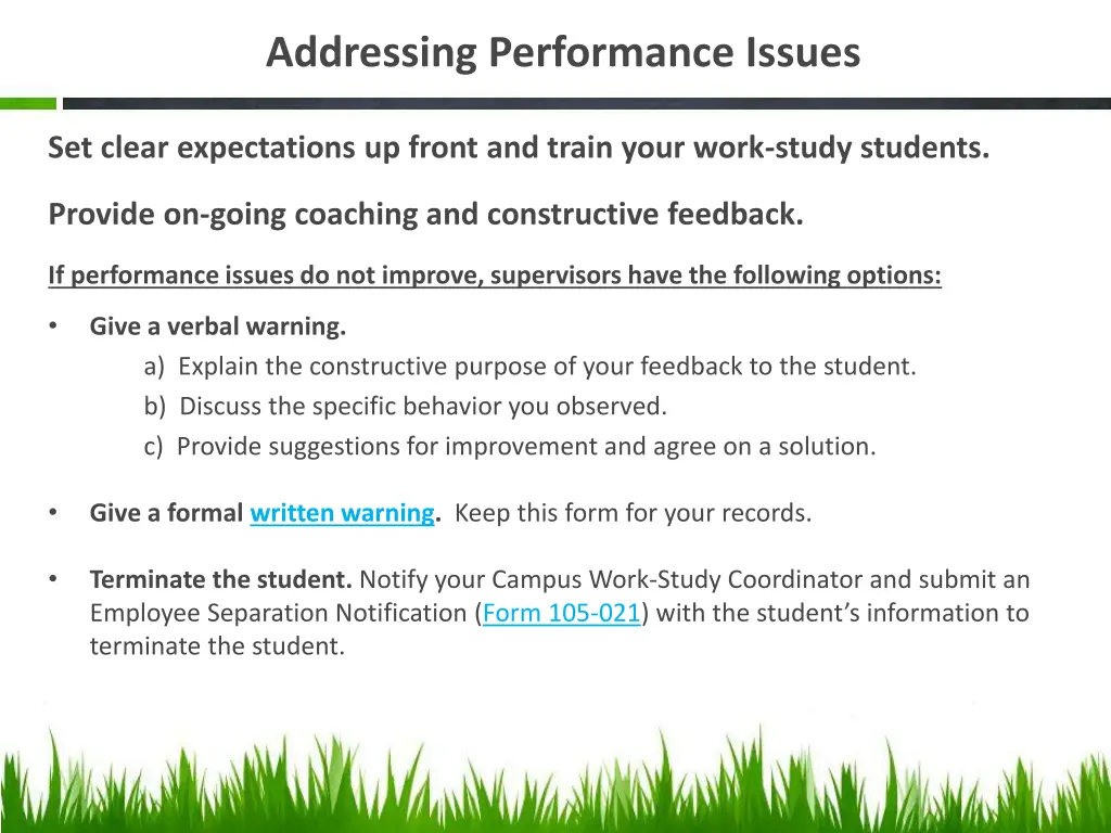 addressing performance issues