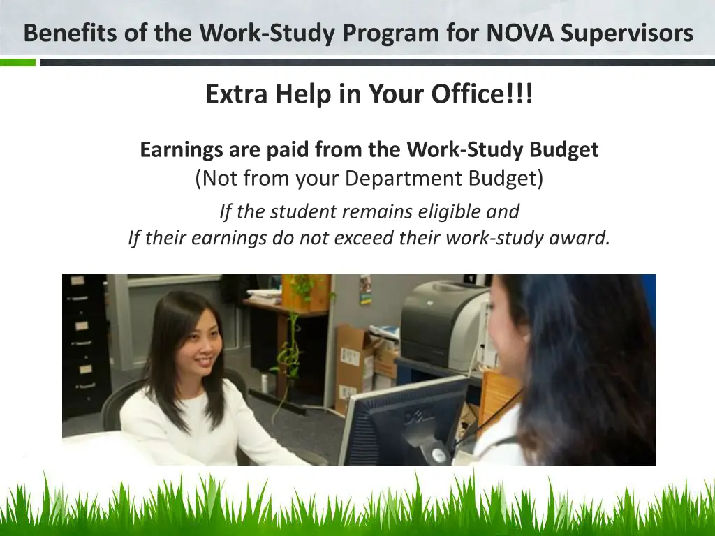 benefits of the work study program for nova