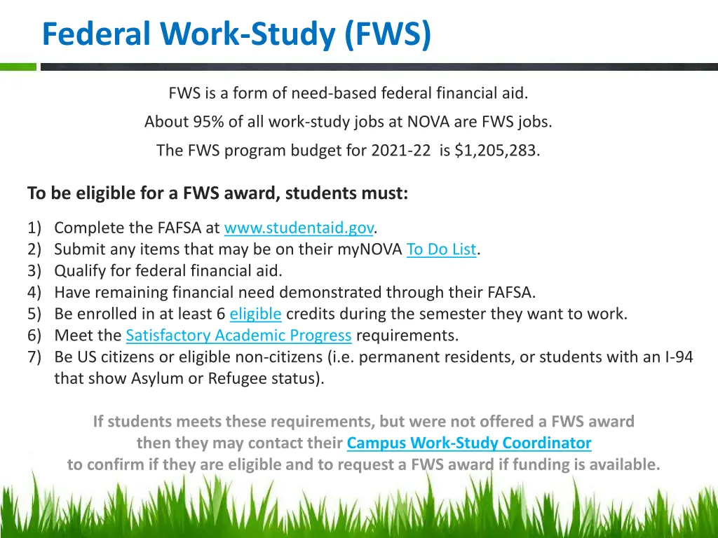 federal work study fws