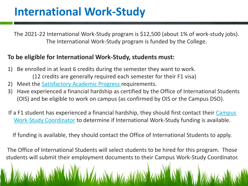 international work study